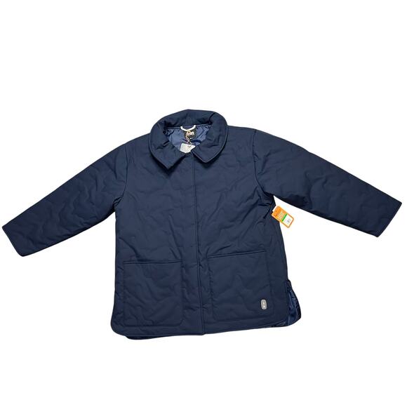 Macy's Bass Outdoor Women's Oversized Quilted Snap-up Jacket Navy Blue - Large - Picture 3 of 9